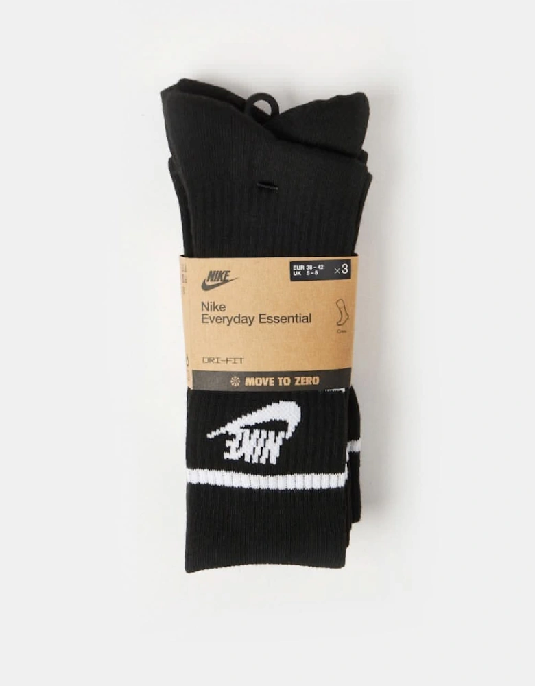Men's 3 Pair Crew Socks Black/White
