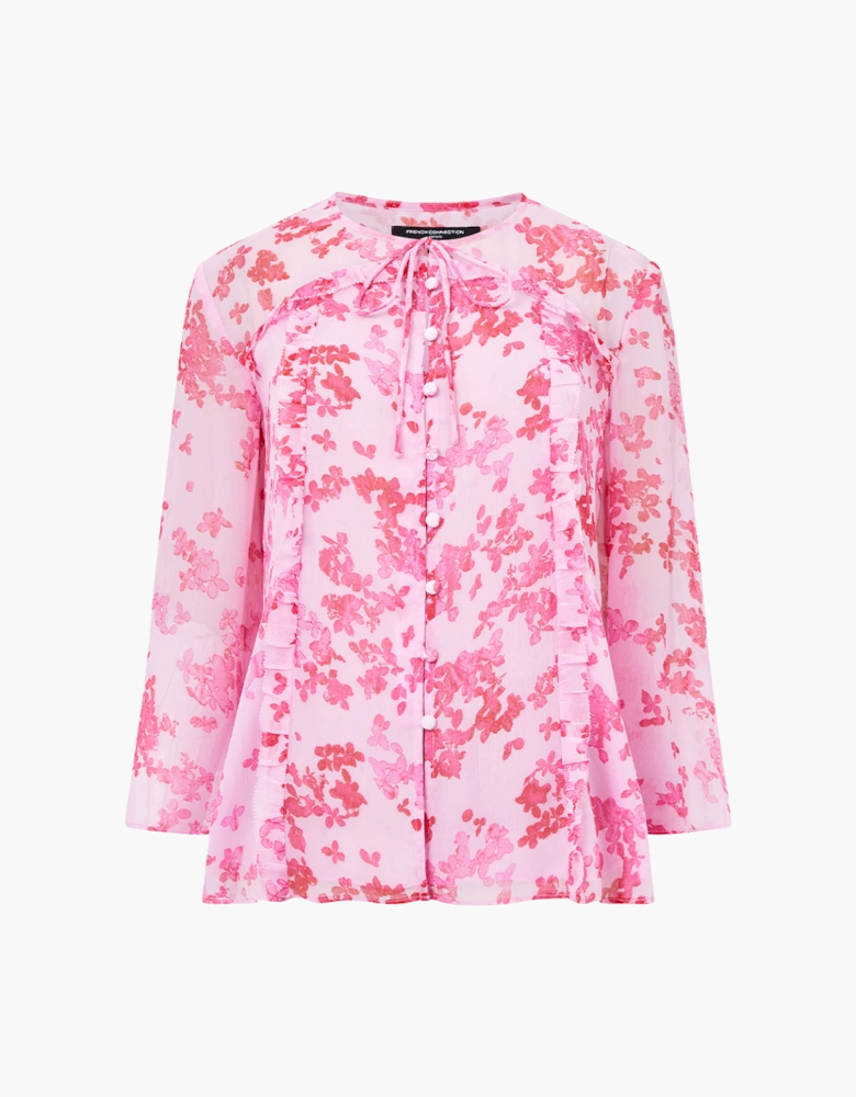 Women's Isla Hallie Crinkle NK Top Violet Pink Multi