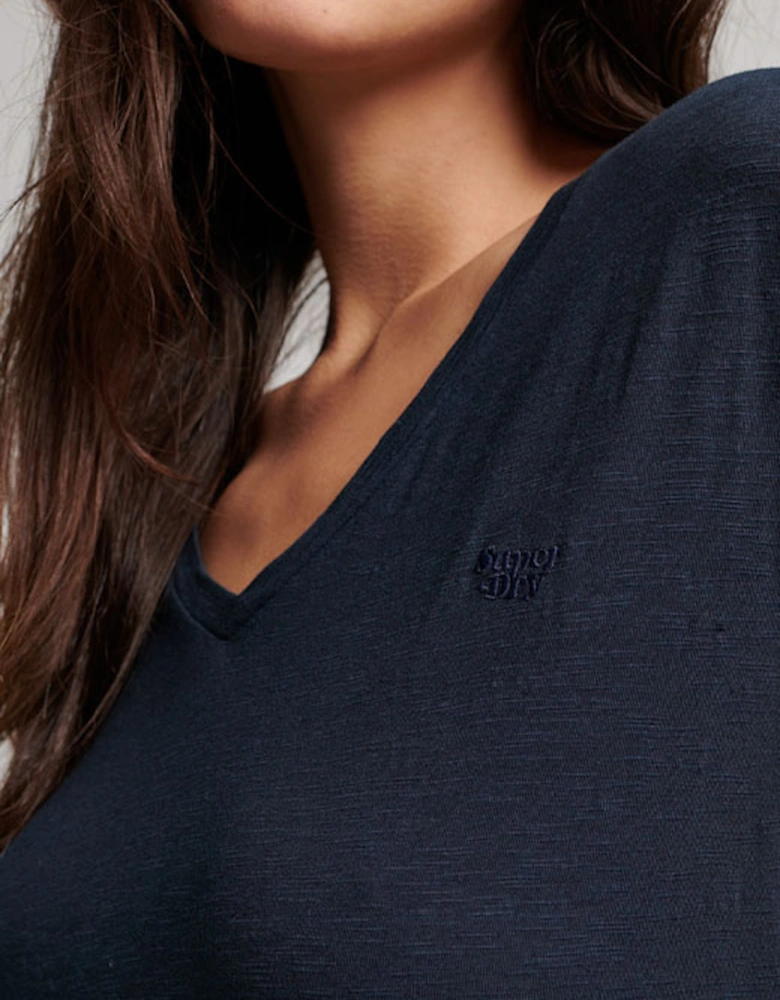 Women's Studios Slub Embroidered Vee Tee Eclipse Navy