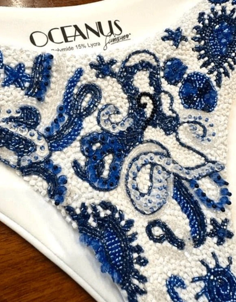 Sea Horse Bikini Top white