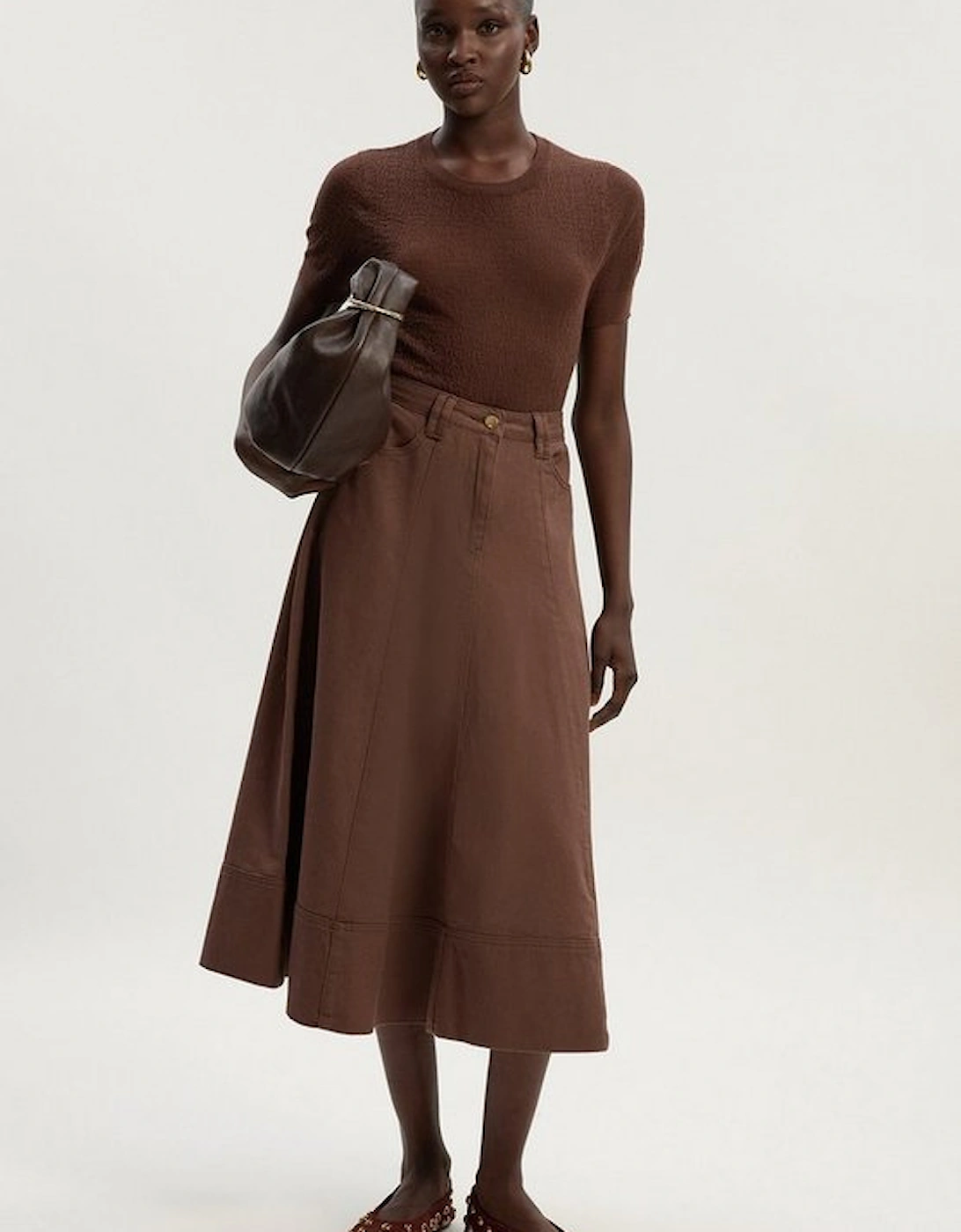 Denim 5 Pocket Midi Skirt, 2 of 1