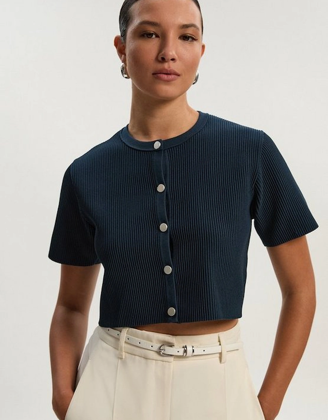 Ottoman Stitch Short Sleeve Knitted Cardi, 2 of 1