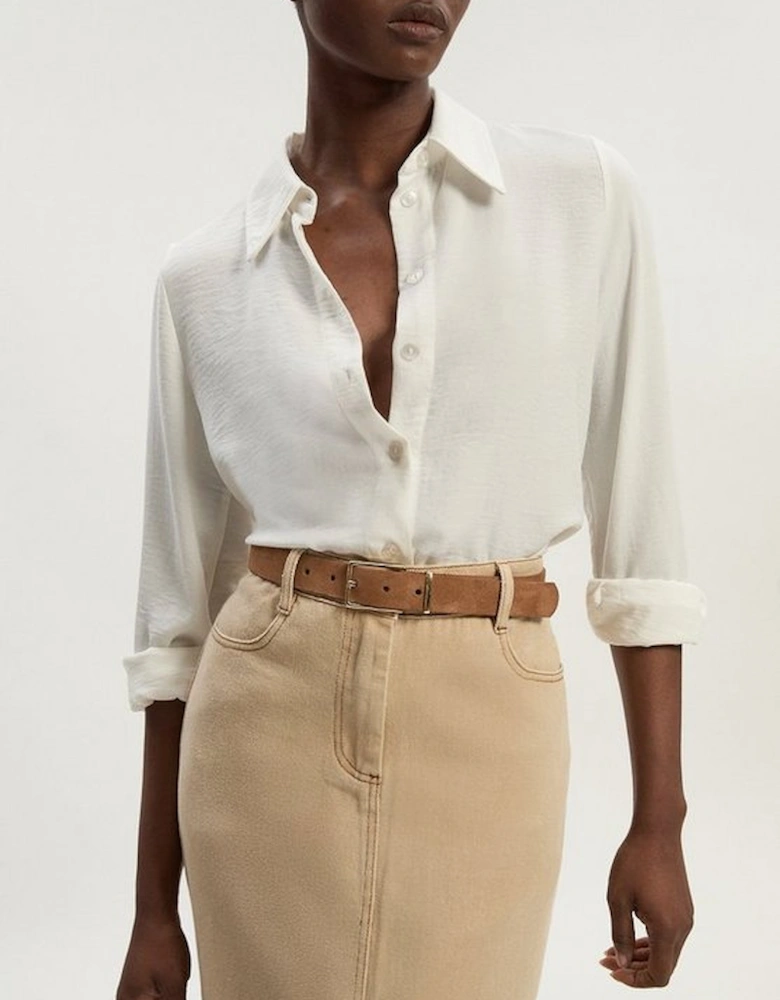 Suede Square Buckle Belt