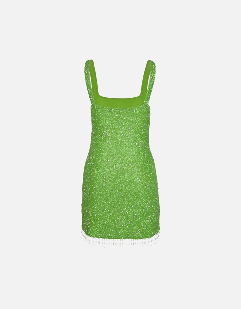 Artemis Green Beaded Tasseled Mini Dress – Daphne x Oceanus