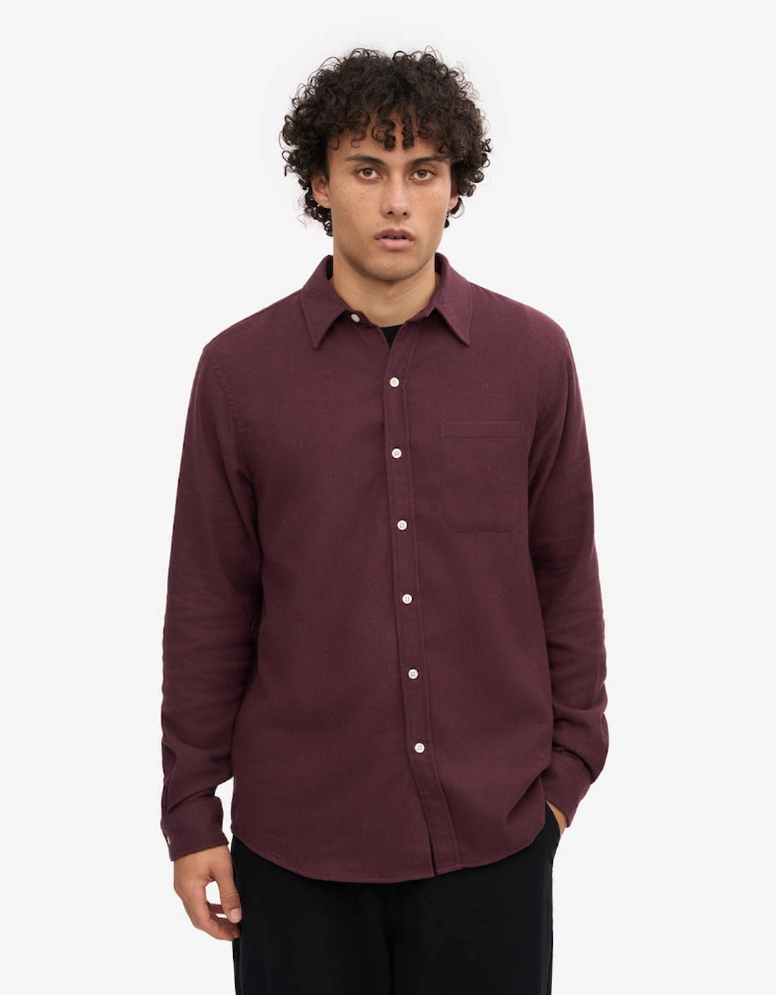 Colorful Standard Mens Organic Flannel Shirt - Oxblood Red, 2 of 1