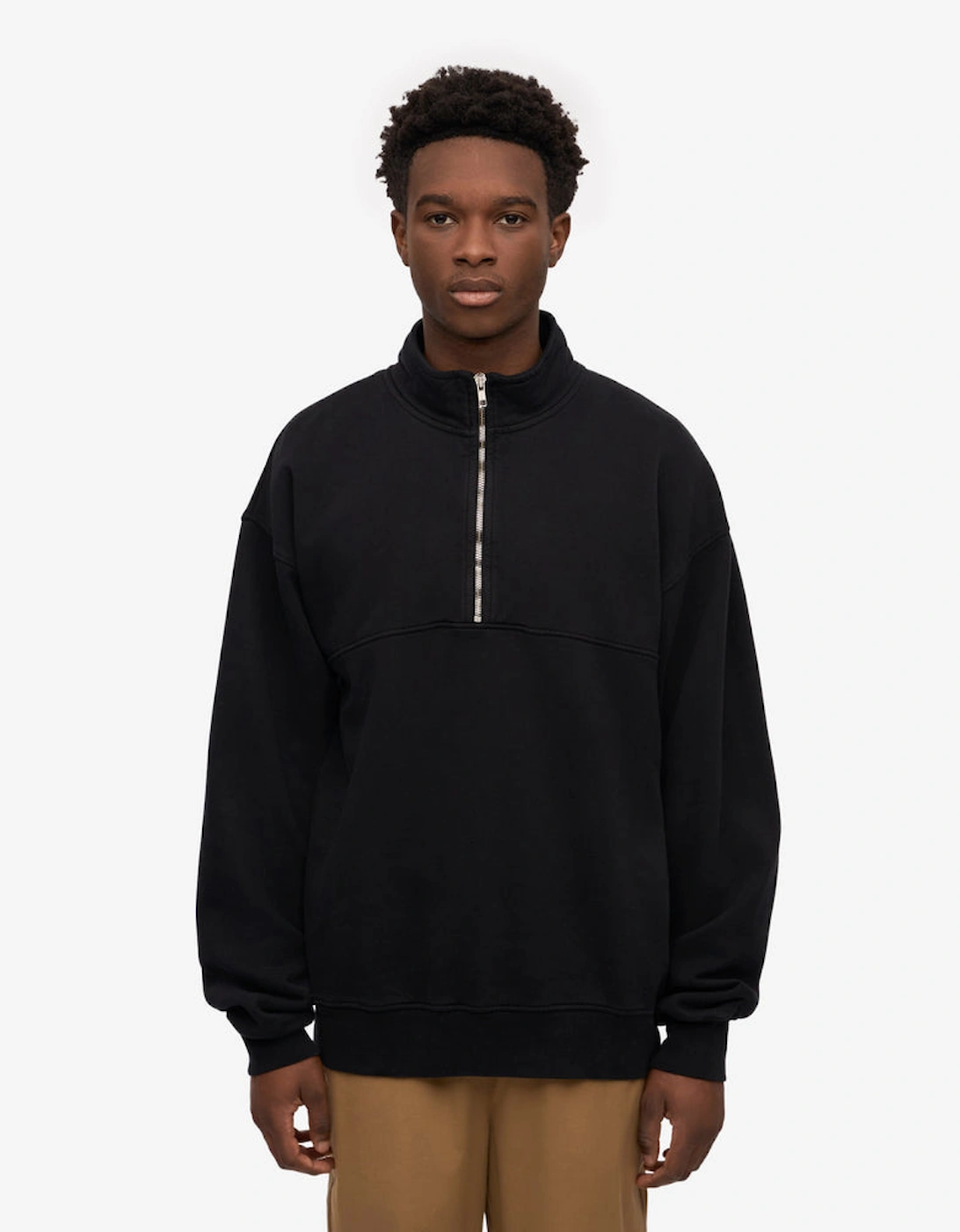 Colorful Standard Men's Black Organic Quarter Zip Sweatshirt - Deep - Size S