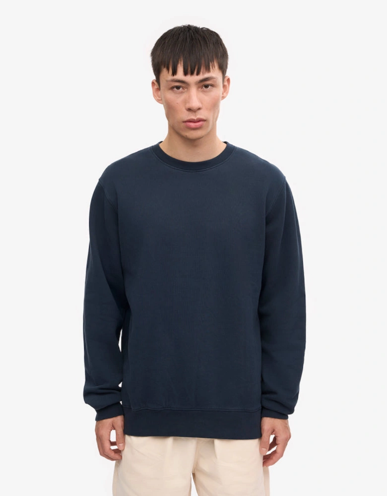 Mens Classic Organic Crew Neck Sweatshirt - Navy Blue