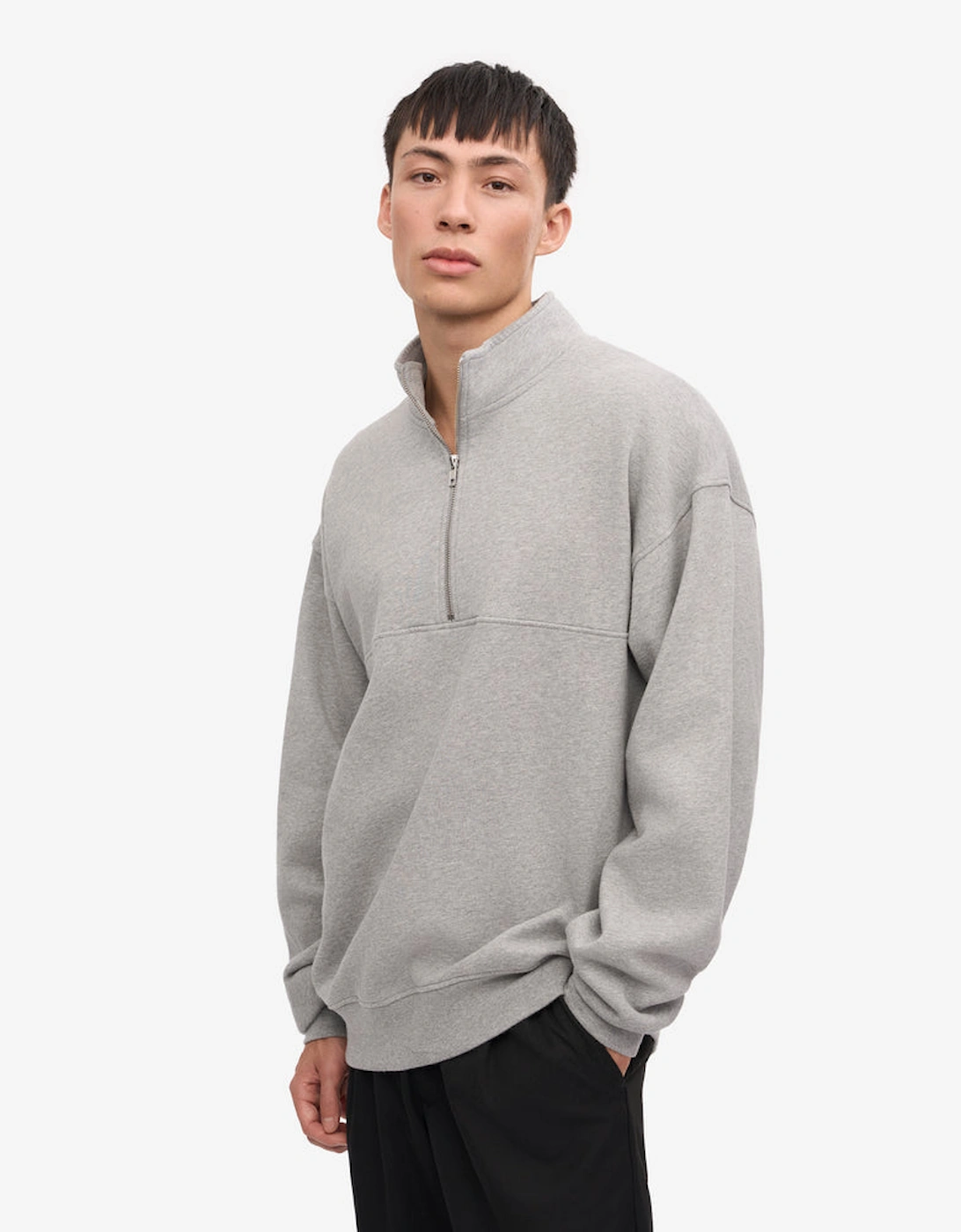 Colorful Standard Men's Grey Organic Quarter Zip Sweatshirt - Heather - Size 40