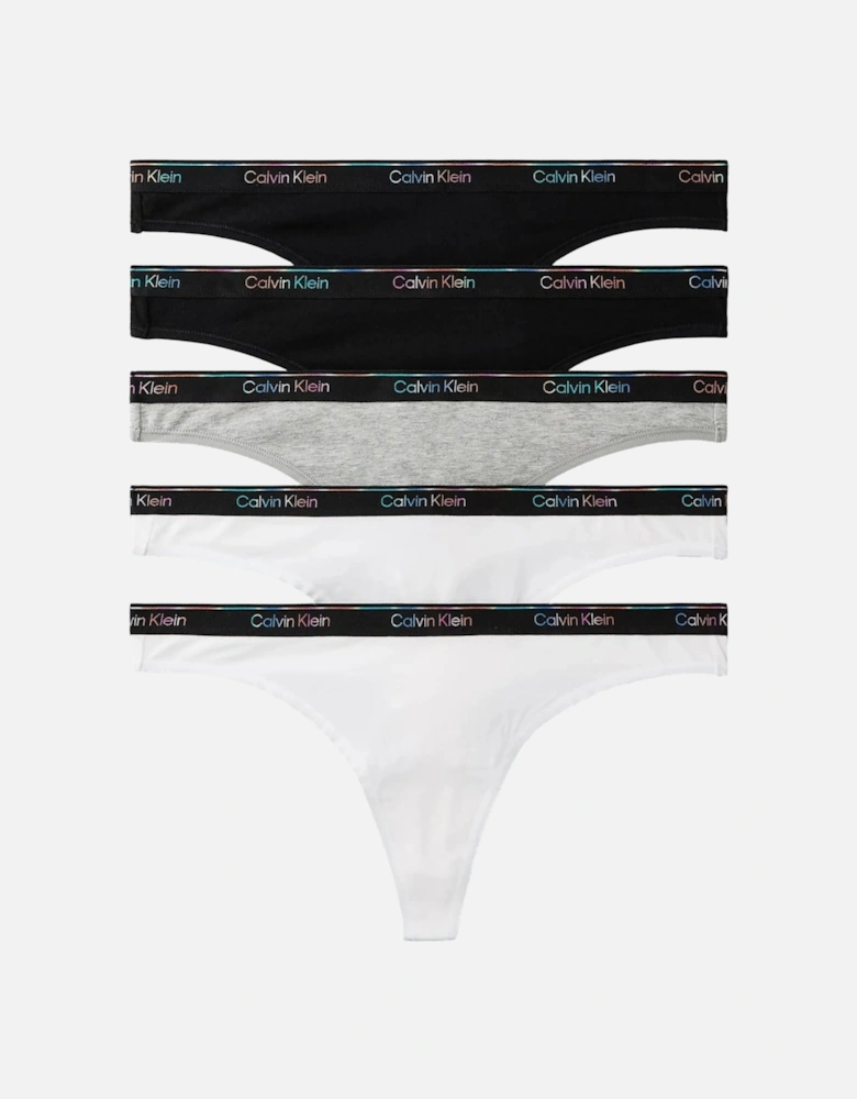 5-Pack Icon Logo Thongs, Black/White/grey with Pride Waistband