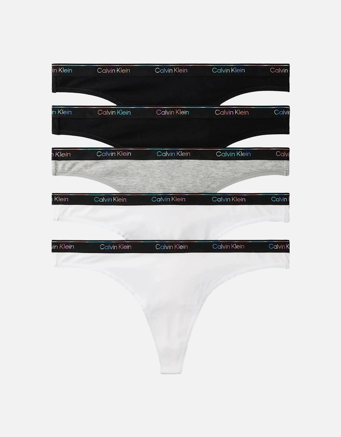 5-Pack Icon Logo Thongs, Black/White/grey with Pride Waistband, 6 of 5