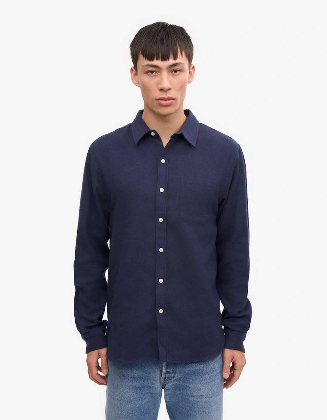 Colorful Standard Men's Navy Organic Flannel Shirt - Blue - Size 38/Regular