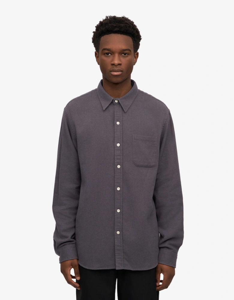 Colorful Standard Mens Organic Flannel Shirt - Lava Grey