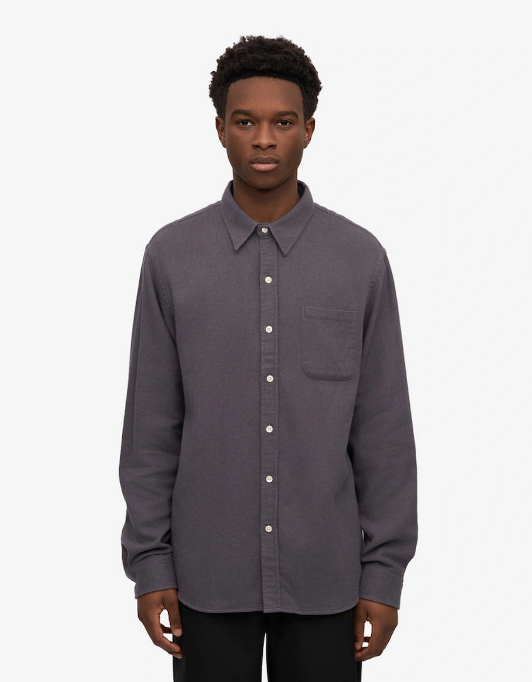 Colorful Standard Men's Grey Organic Flannel Shirt - Lava - : 38/Regular M