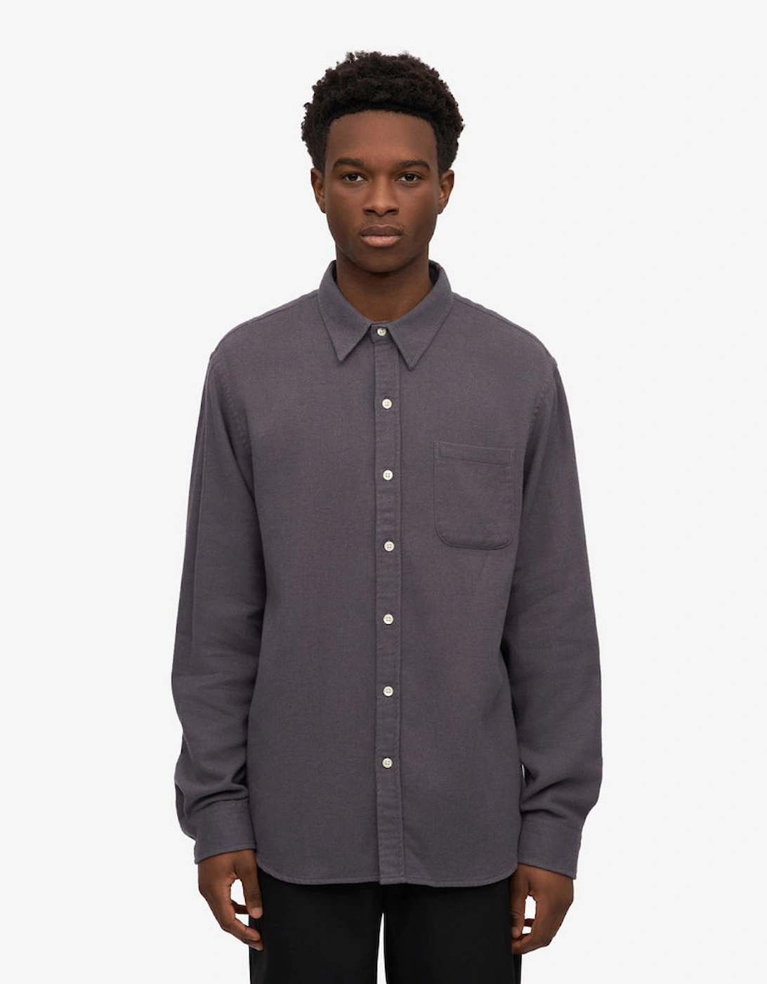 Colorful Standard Mens Organic Flannel Shirt - Lava Grey, 2 of 1