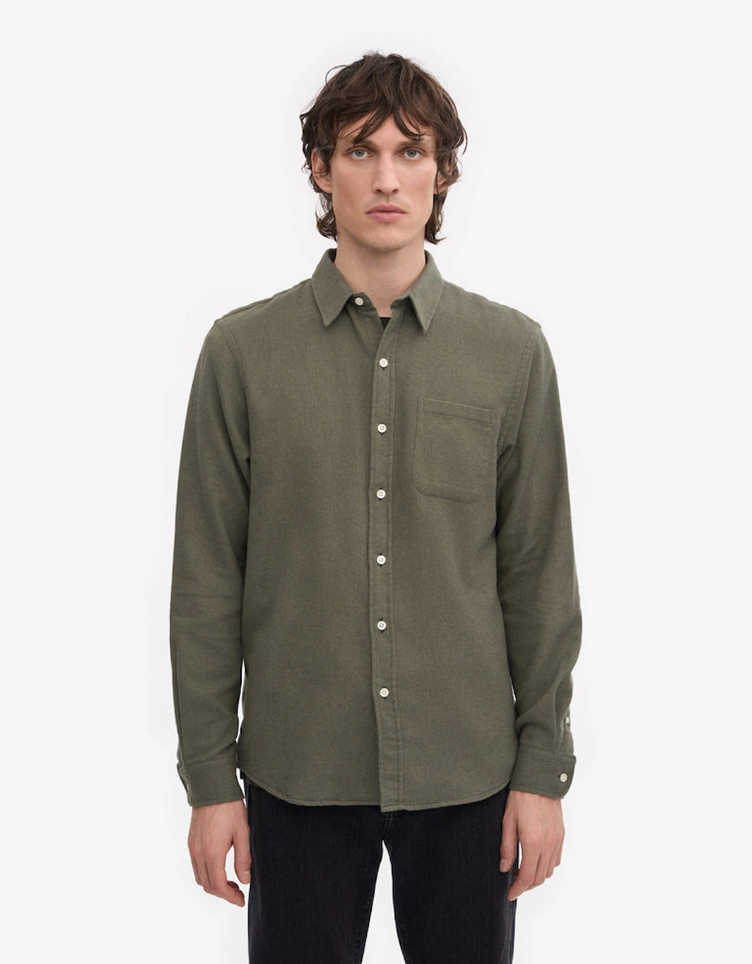 Colorful Standard Mens Organic Flannel Shirt - Dusty Olive, 2 of 1