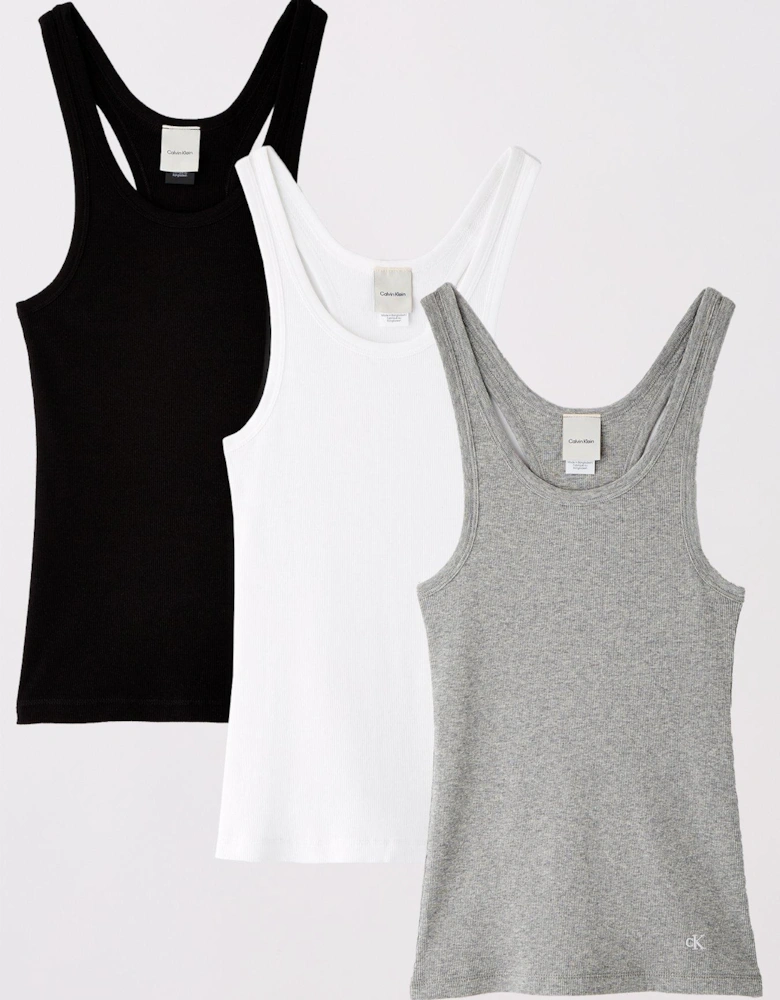 3 Pack Scoop Neck Cotton Tank Top - Black