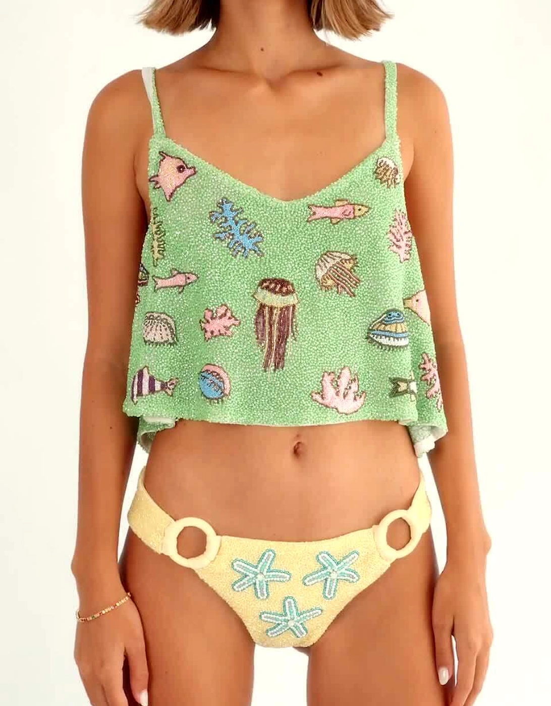 SEA Hand Beaded TOP GREEN, 2 of 1