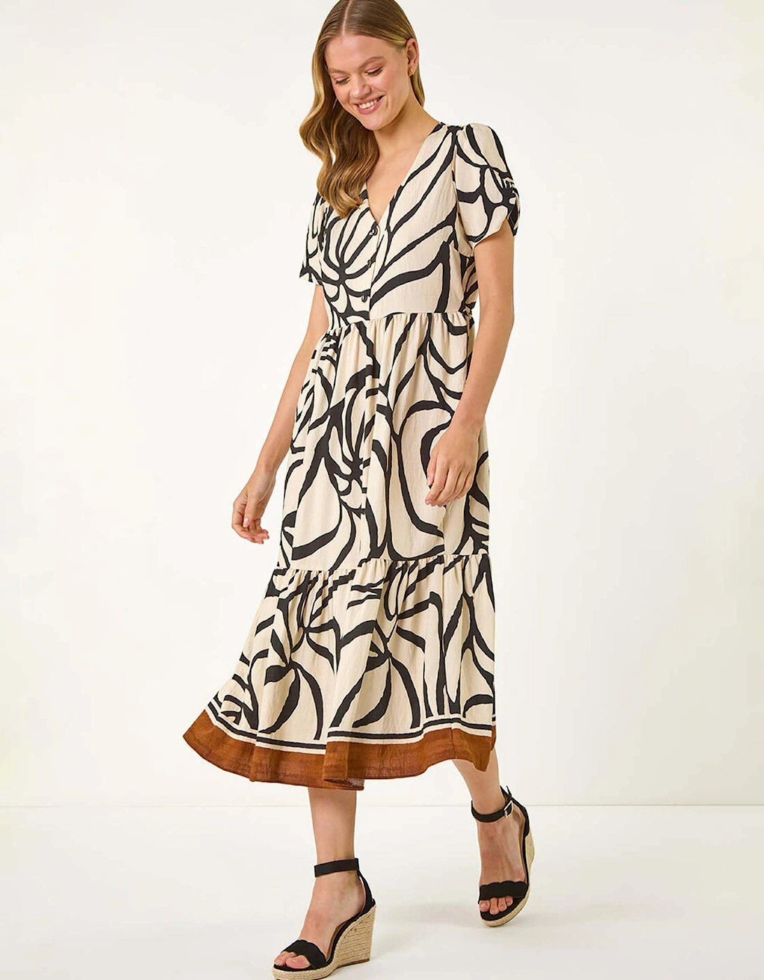 Linear Border Shirt Dress - Ivory, 2 of 1