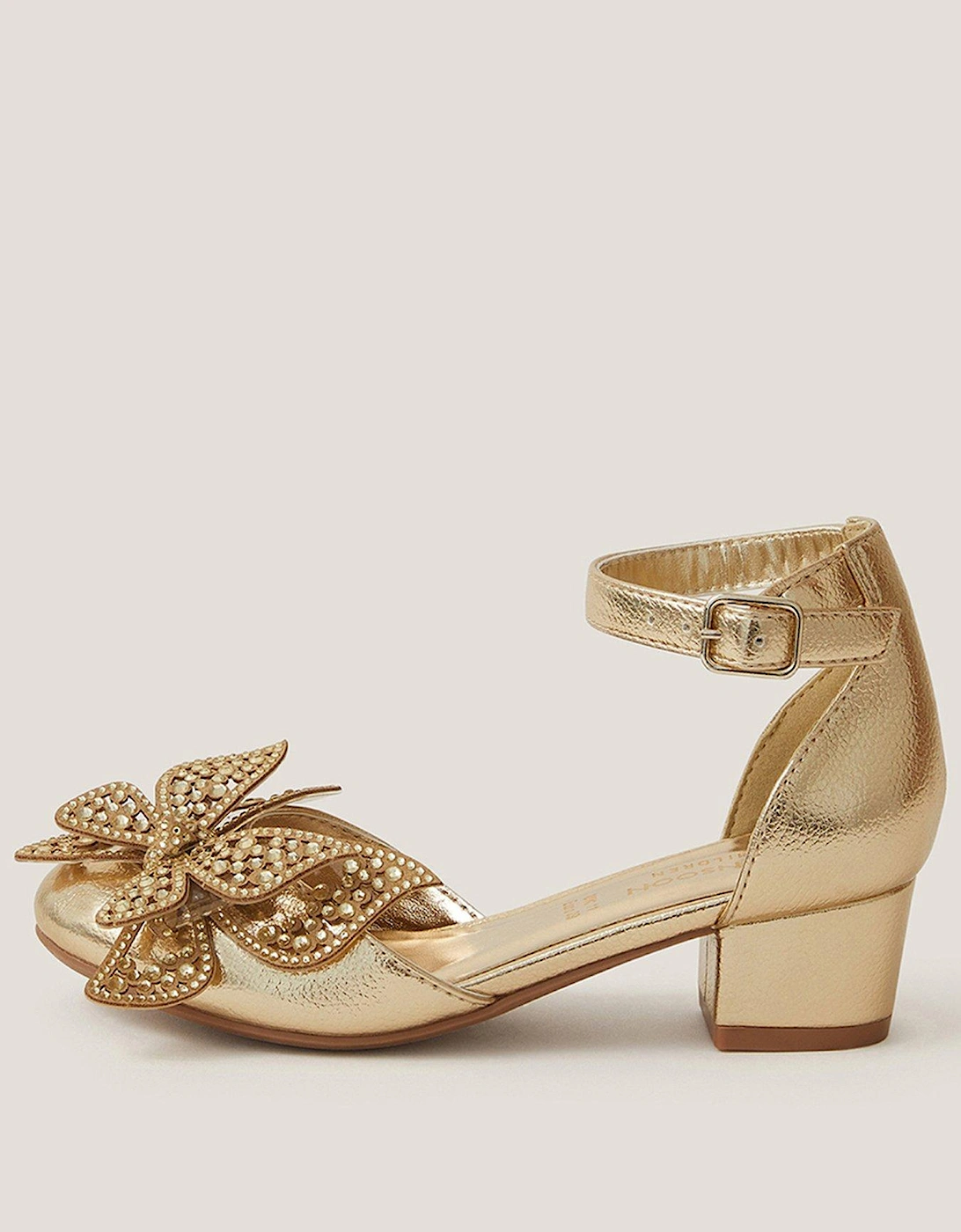 Girls Sparkle Butterfly Heeled Shoes - Gold, 2 of 1