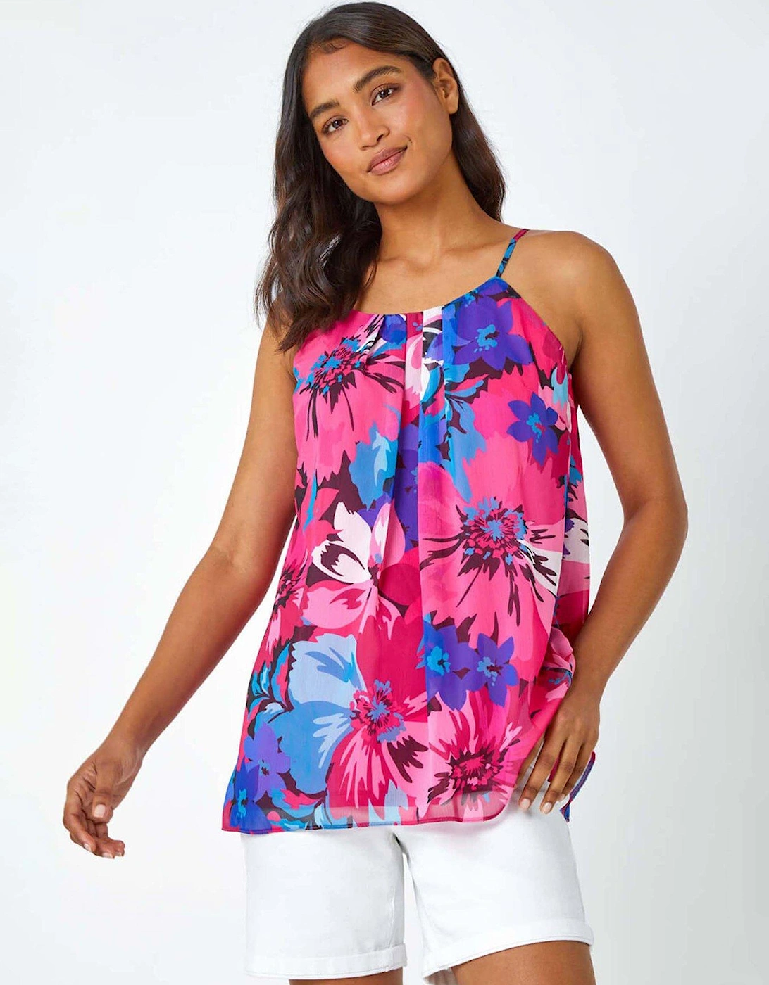 Floral Print Chiffon Cami Top - Pink, 2 of 1