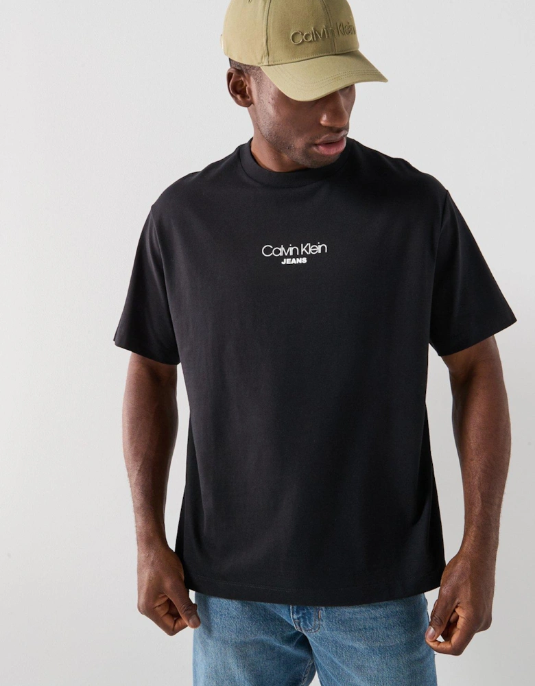 Shirt Sleeve Relaxed Fit Graphic T-Shirt - Black