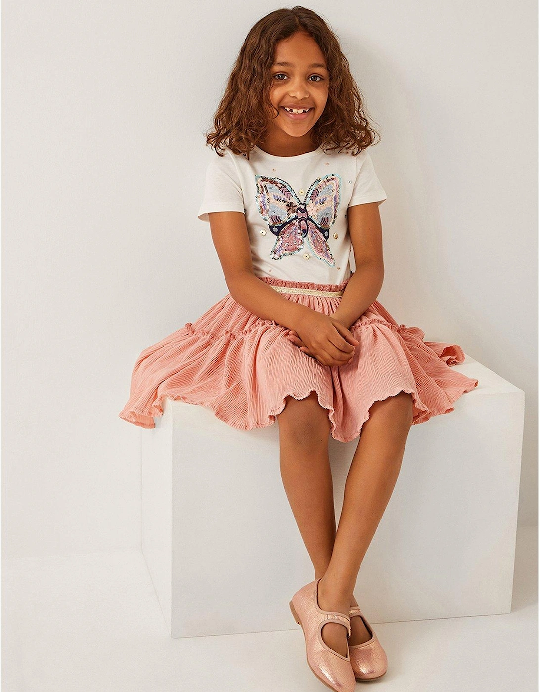 Girls Butterfly Poly Text Disco Dress - Pink, 2 of 1