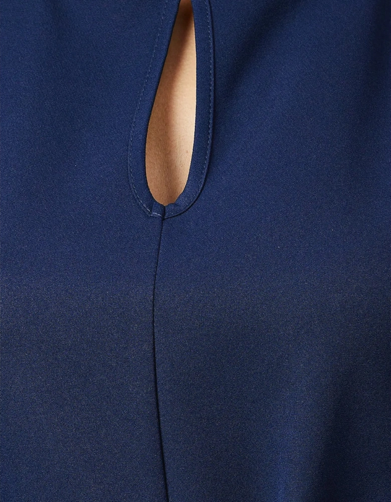Womens/Ladies Piping Detail Puff Sleeve Midi Dress