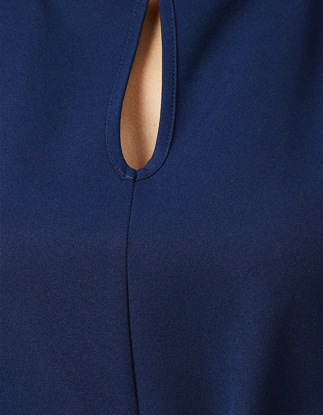 Womens/Ladies Piping Detail Puff Sleeve Midi Dress