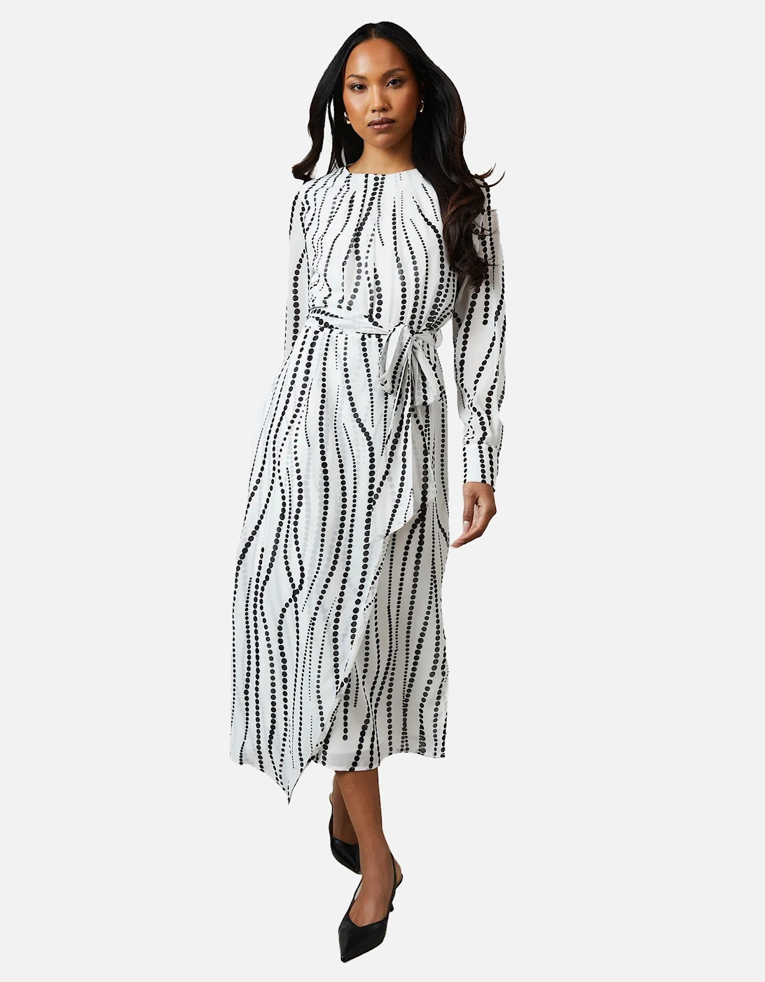 Womens/Ladies Mono Pleated Midi Dress, 5 of 4
