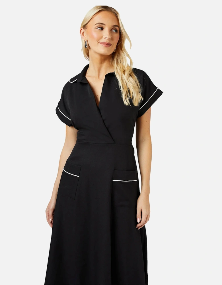 Womens/Ladies Piped Tie Back Dress