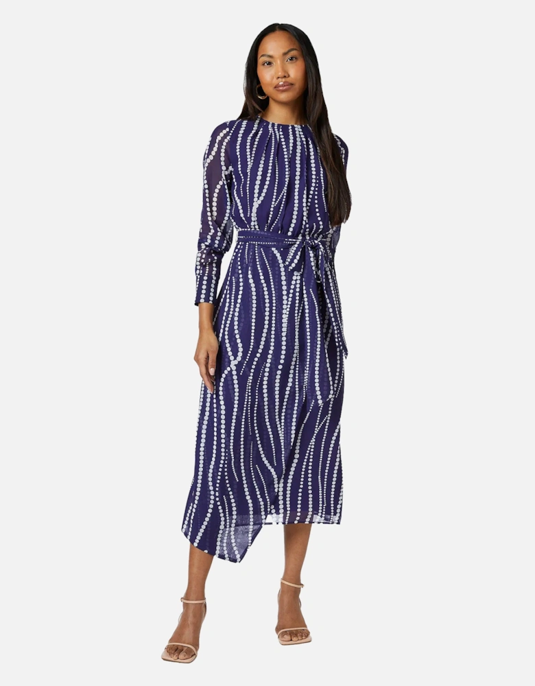Womens/Ladies Spotted Draped Midi Dress