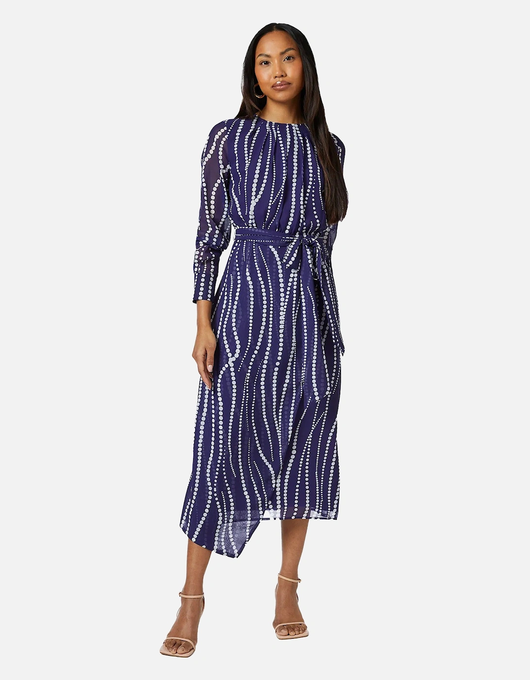 Womens/Ladies Spotted Draped Midi Dress, 5 of 4
