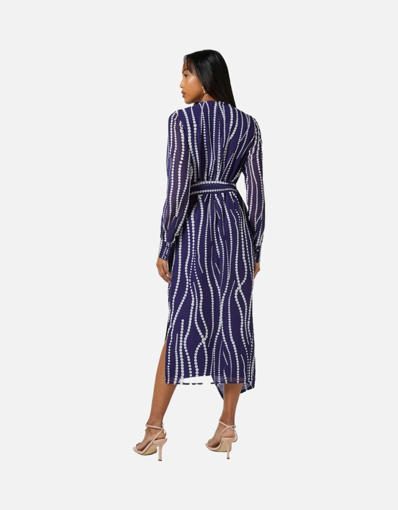 Womens/Ladies Spotted Draped Midi Dress