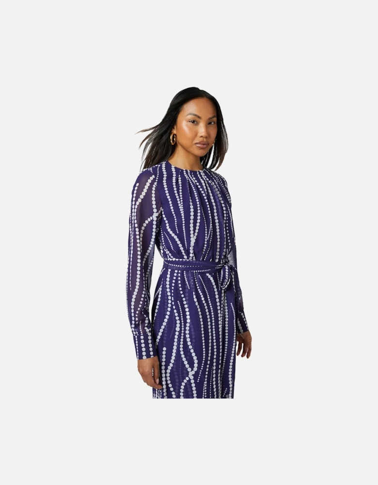 Womens/Ladies Spotted Draped Midi Dress