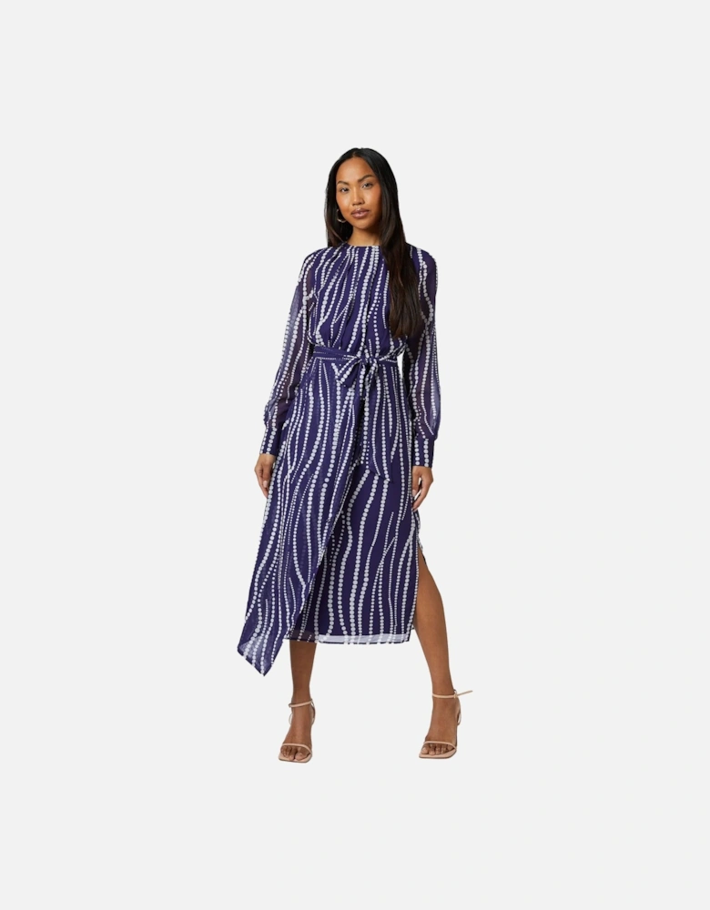 Womens/Ladies Spotted Draped Midi Dress