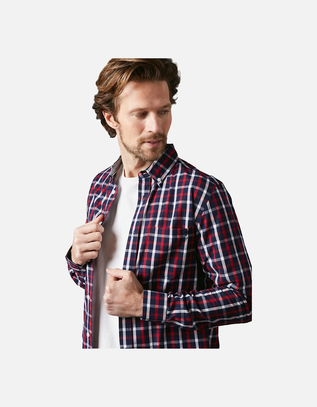 Mens Tattersall Check Long-Sleeved Shirt