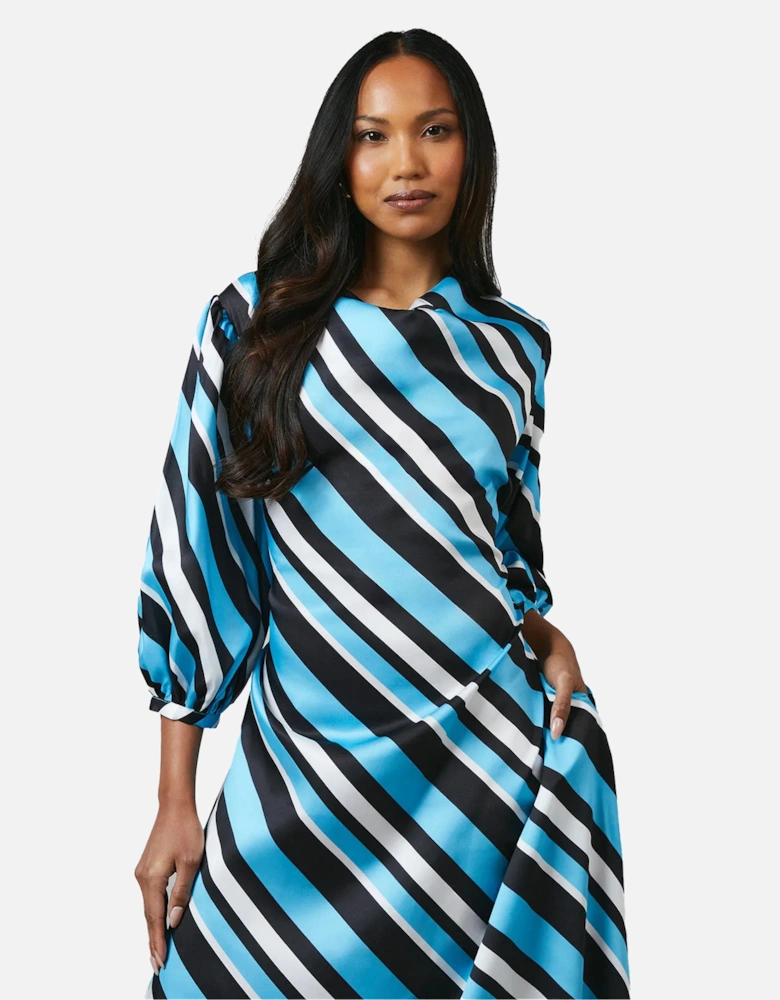 Womens/Ladies Printed Cowl Neck 3/4 Sleeve Midi Dress