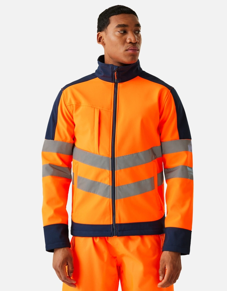 Professional Mens Hi-Vis 3 Layer Soft Shell Jacket