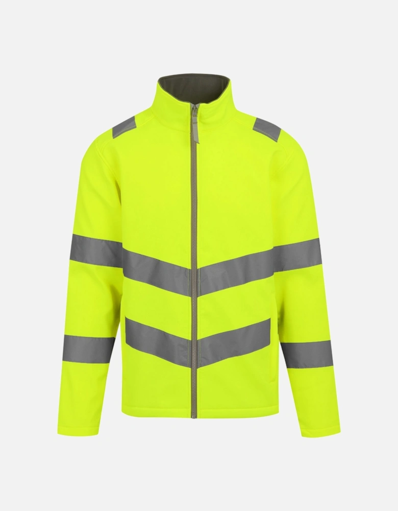 Professional Mens Pro Contract Ablaze Hi-Vis 2 Layer Soft Shell Jacket