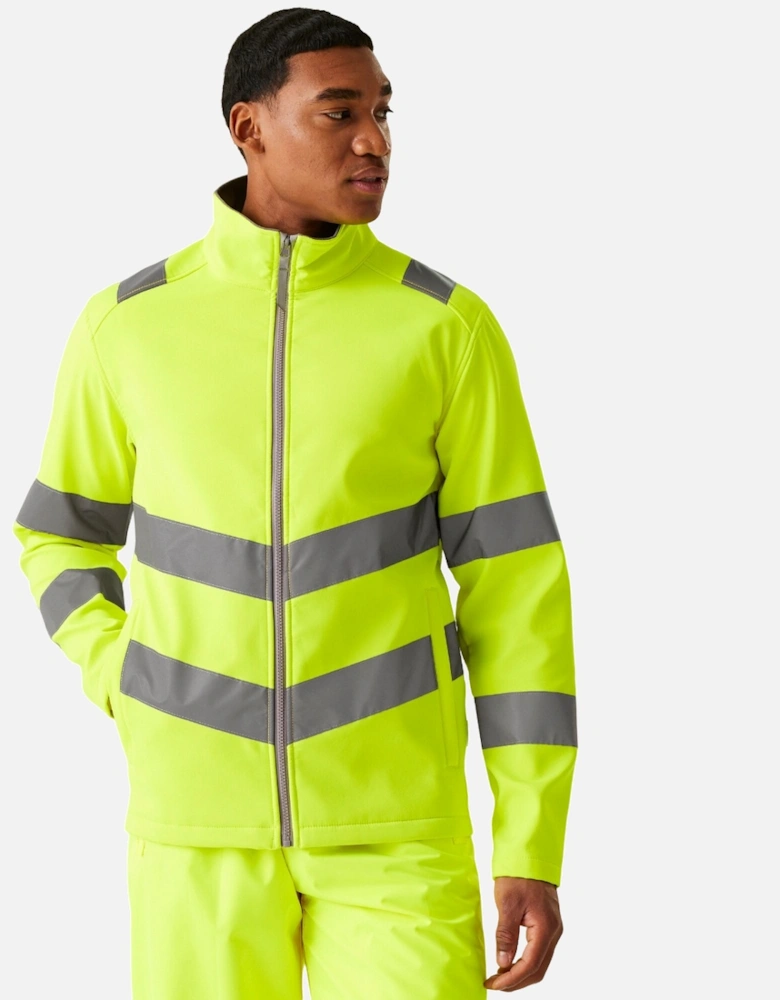 Professional Mens Pro Contract Ablaze Hi-Vis 2 Layer Soft Shell Jacket