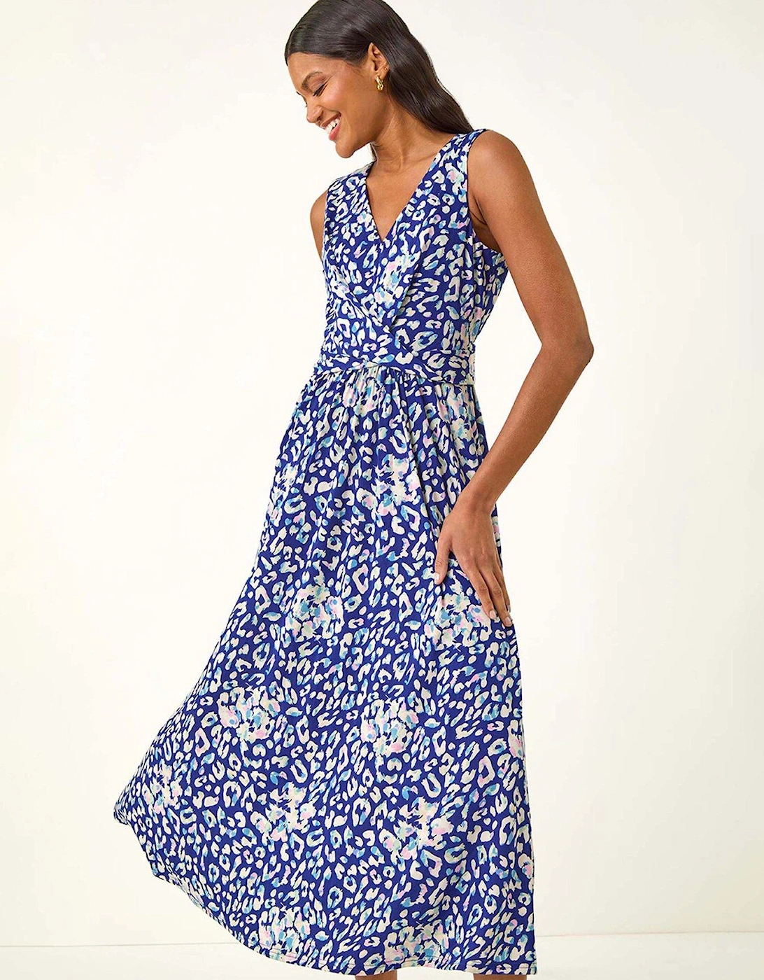 Animal Print Midi Dress - Navy, 2 of 1