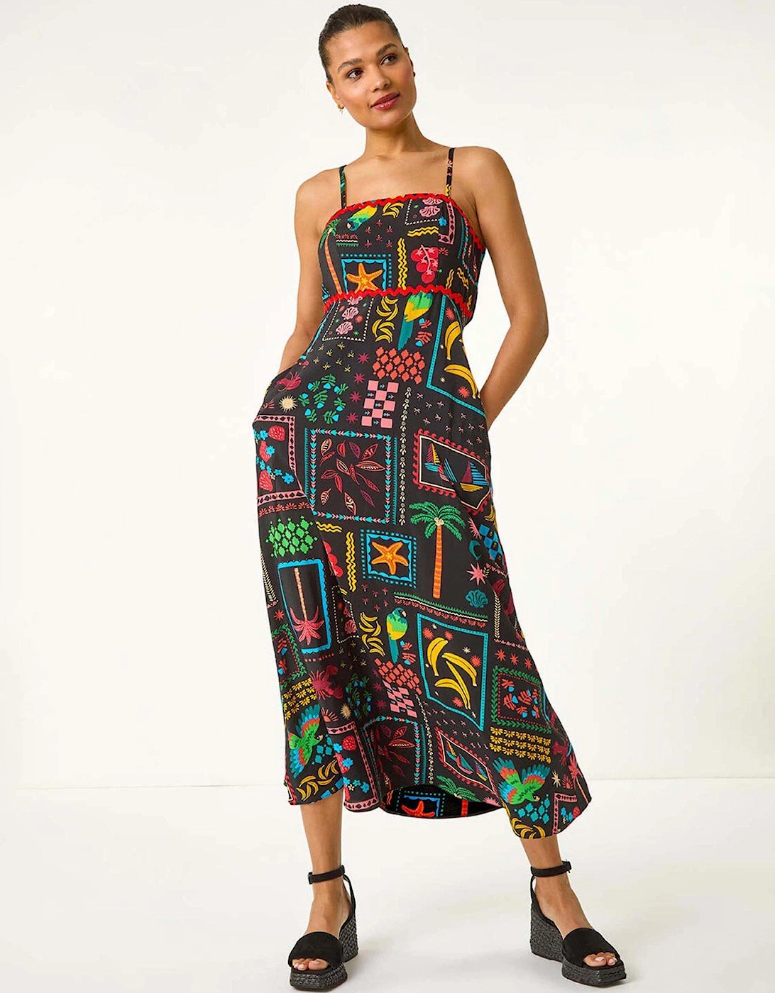 Postcard Ric Rac Midi Dress - Black, 2 of 1