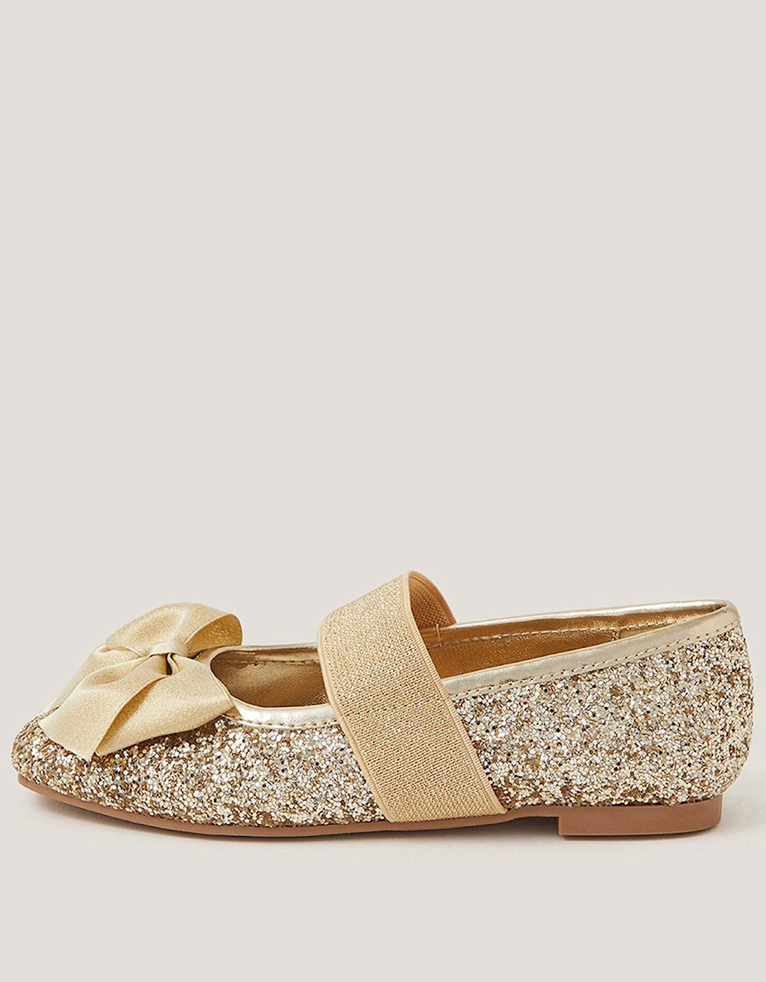 Girls Glitter Bow Ballerina Shoes - Gold, 2 of 1