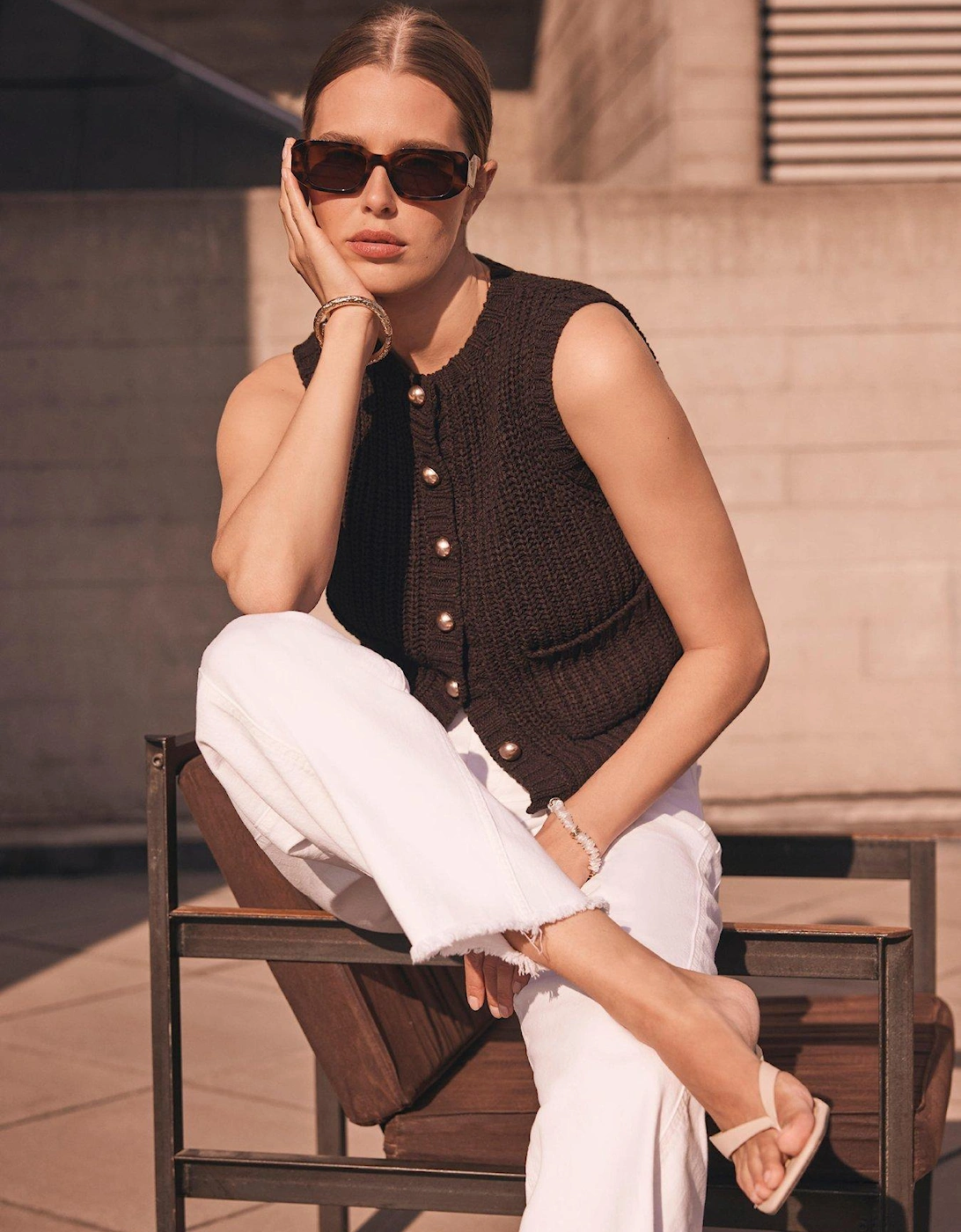 Stitch Knit Waistcoat - Brown, 2 of 1