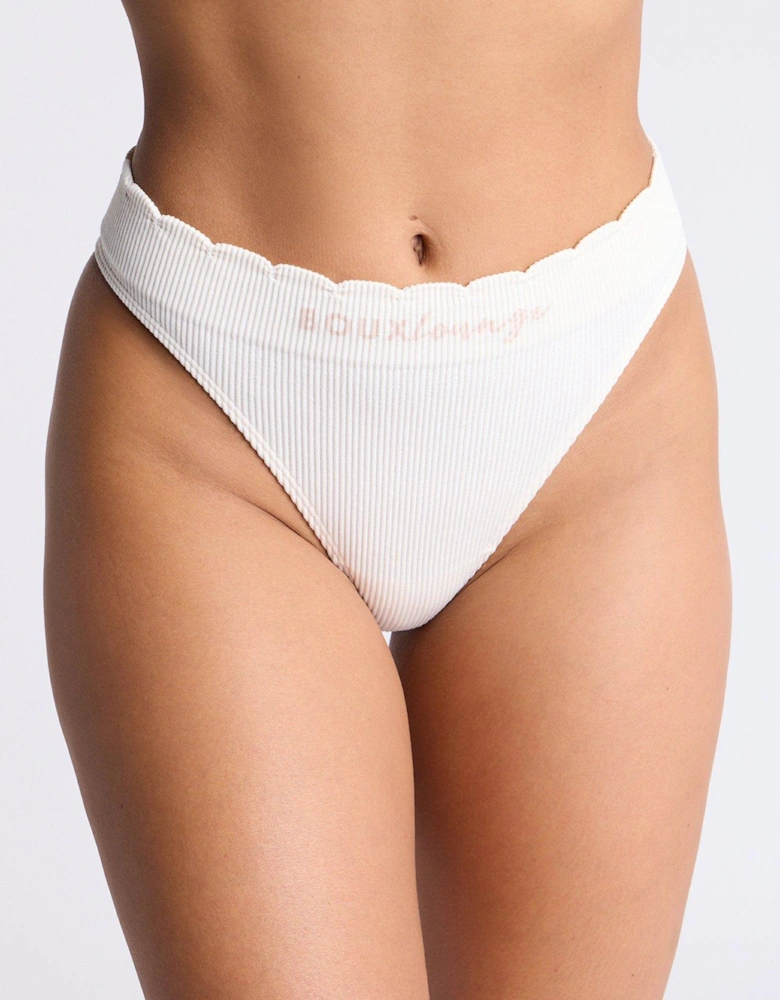 Scallop Ribbed Thong - Stone