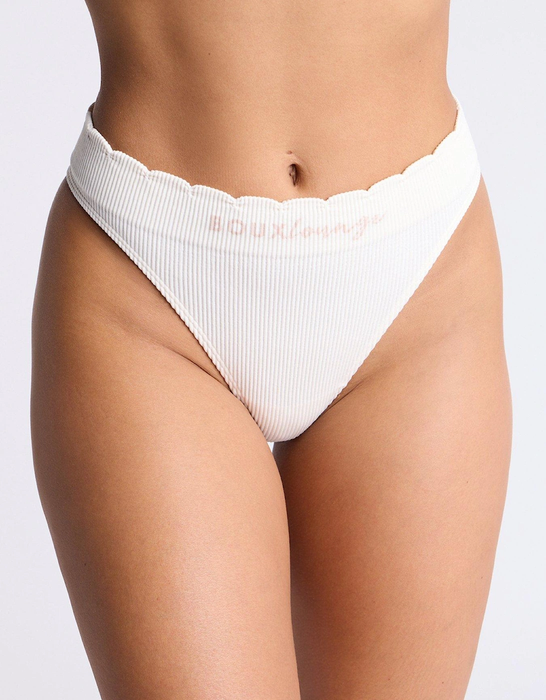 Scallop Ribbed Thong - Stone, 2 of 1
