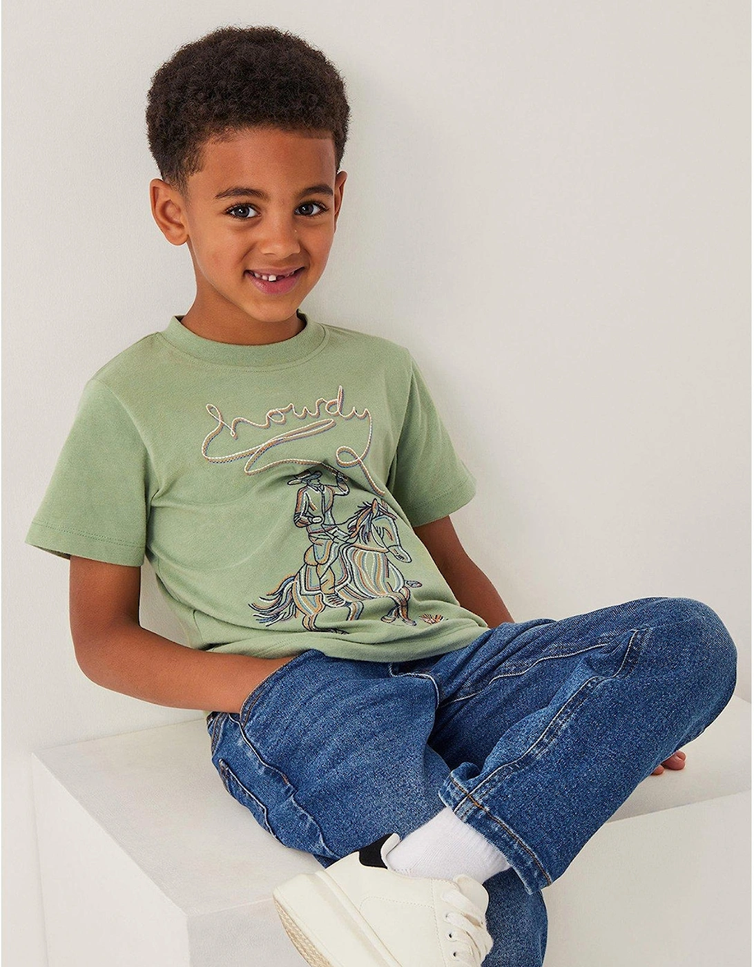 Boys Short Sleeve Howdy Tshirt - Khaki, 2 of 1