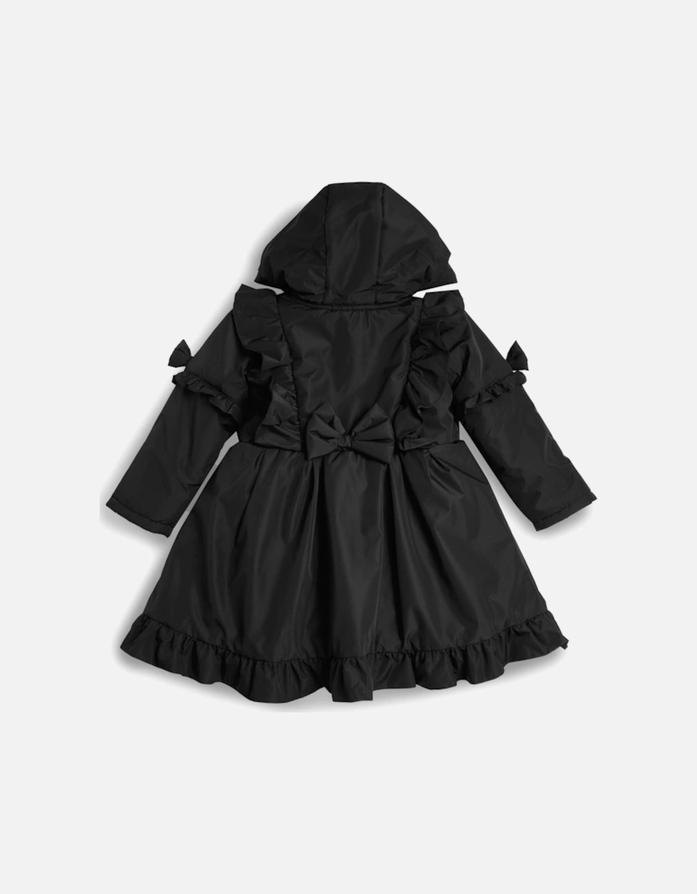 Girls Black Padded Frill Coat