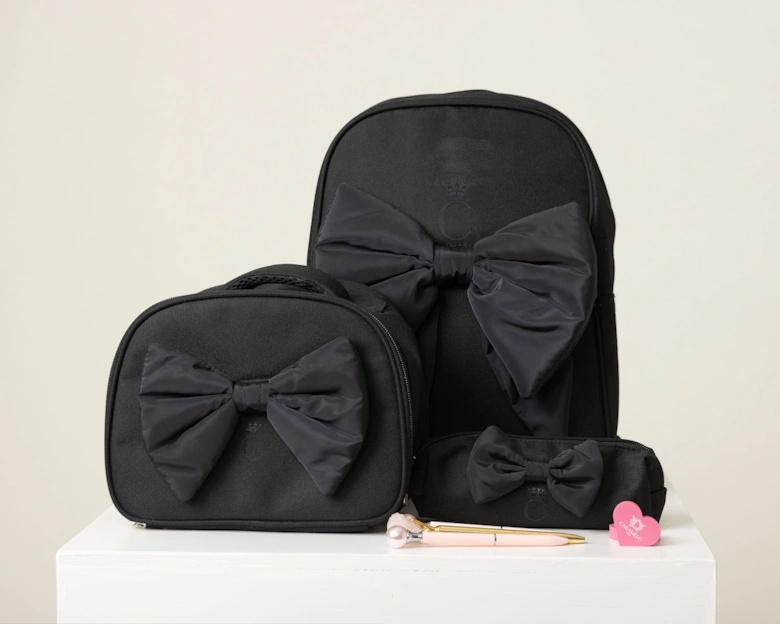 Girls Black Bow Backpack