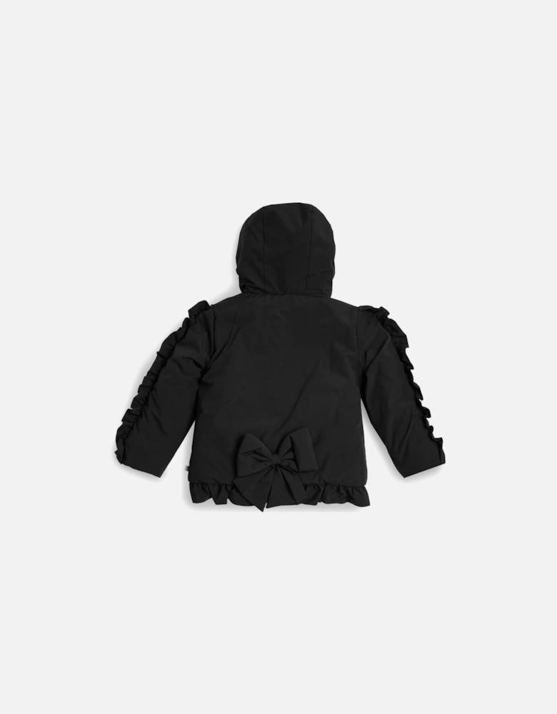 Girls Black Padded Frill Bomber Coat